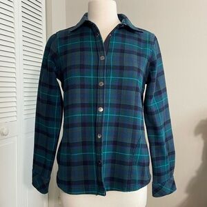 Eddie Bauer Plaid Flannel Fleece Lined Snap Jacket S Small Shacket Outerwear